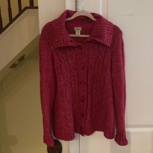 Womens LL Bean WOOL BLEND CARDIGAN size large